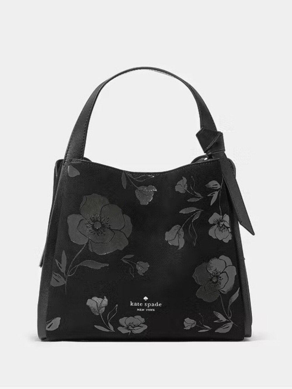 Kate Spade Knott Floral Suede Carryall Bag, Black